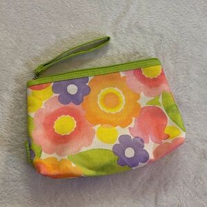 clinique flower print makeup cosmetics bag